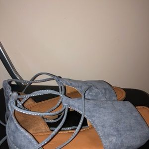 baby blue wrap around sandals